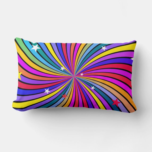 Artsy Colourful Spirals Lumbar Cushion (Front)