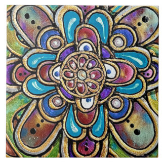 Artsy Country Flower Ceramic Tile