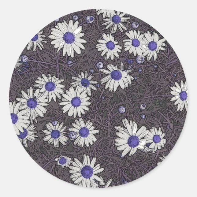 Artsy Daisies Classic Round Sticker (Front)