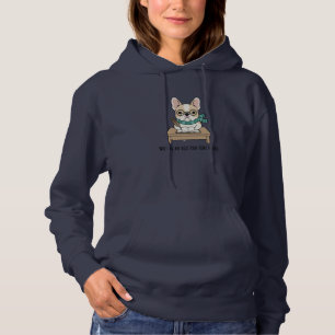 Artsy Dark Blue French Bulldog Creative Writing Hoodie