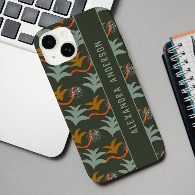 Artsy Dark Green Personalized Abstract Art Pattern Case-Mate iPhone Case (Creator Uploaded)
