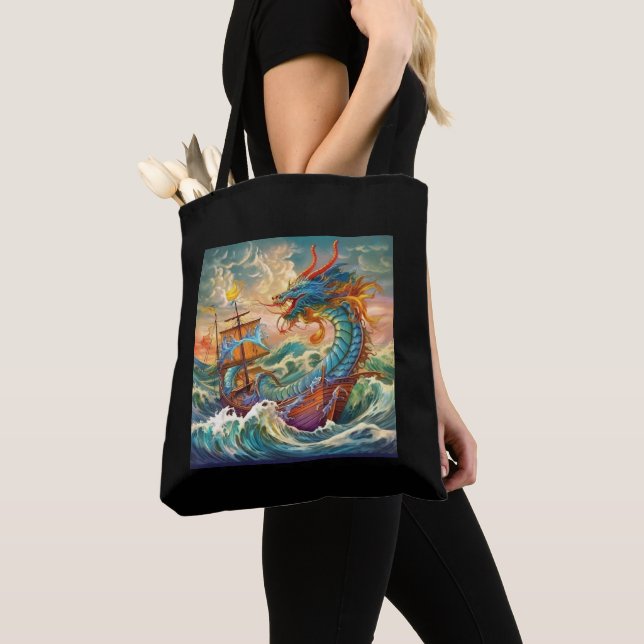 Artsy Dragon Tote Bag (Close Up)
