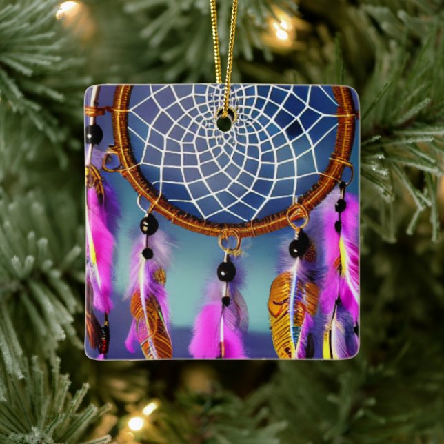 Artsy Dream Catcher Ceramic Ornament (Tree)