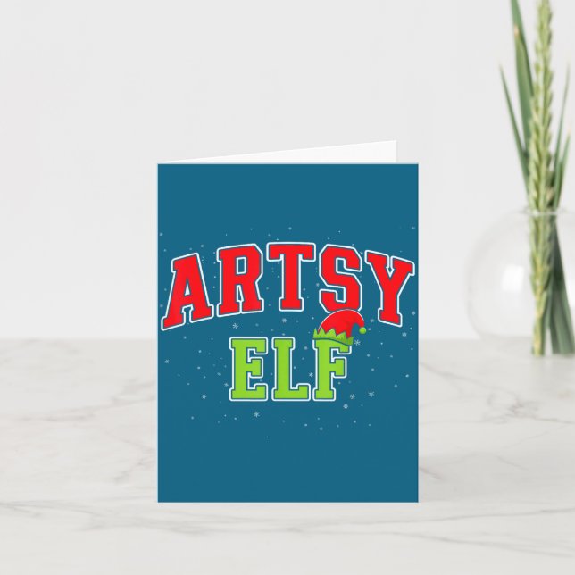 Artsy Elf Christmas Family Matching Group Xmas Act Card (Front)