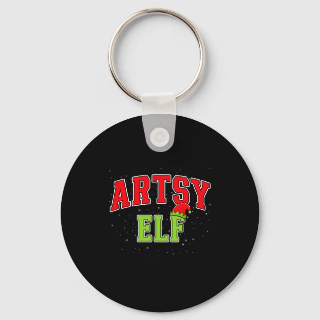Artsy Elf Christmas Family Matching Group Xmas Act Key Ring (Front)