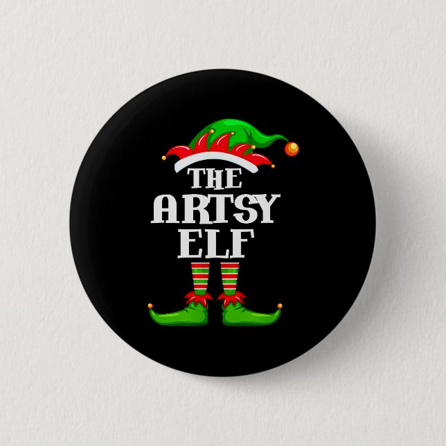 Artsy Elf Matching Family Group Christmas Party Py 6 Cm Round Badge (Front)