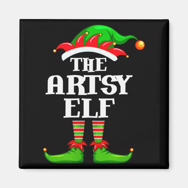 Artsy Elf Matching Family Group Christmas Party Py Magnet (Front)