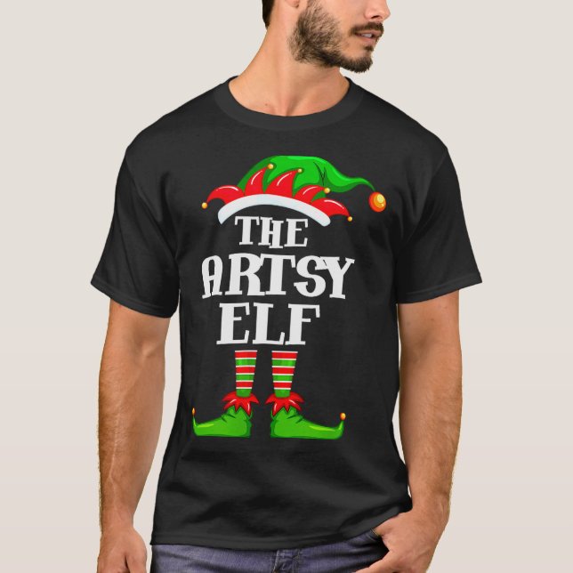 Artsy Elf Matching Family Group Christmas Party Py T-Shirt (Front)