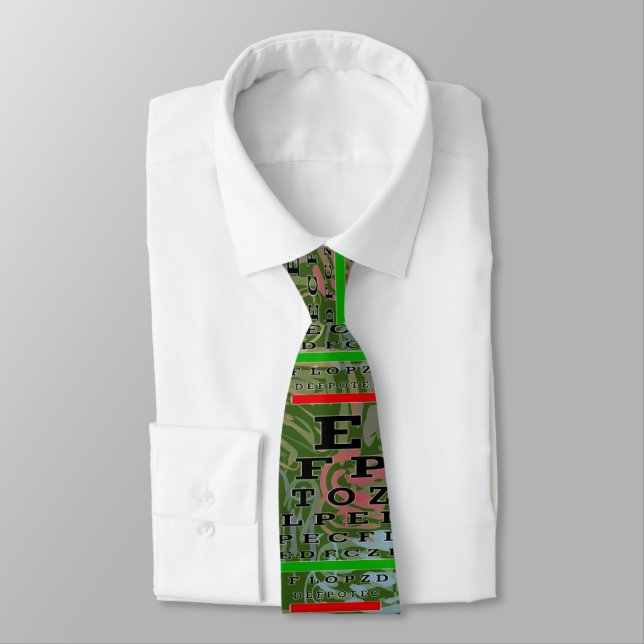 Artsy Eye Chart Optometrist Green Tie (Tied)