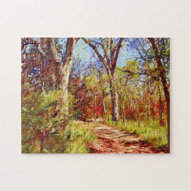 Artsy Fall Forest Path Puzzle (Horizontal)
