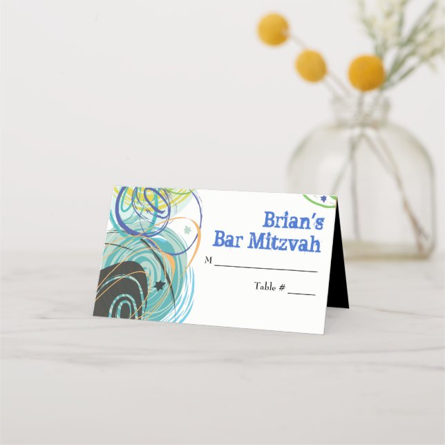 ARTSY FARTSY Bat Mitzvah Seating Escort Place Card (Front)