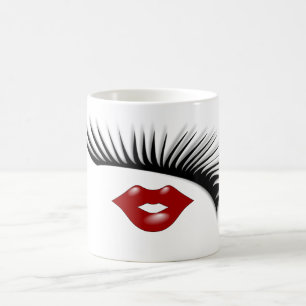 Artsy Feminine Chic Eyelashes & Lips Designer Coffee Mug