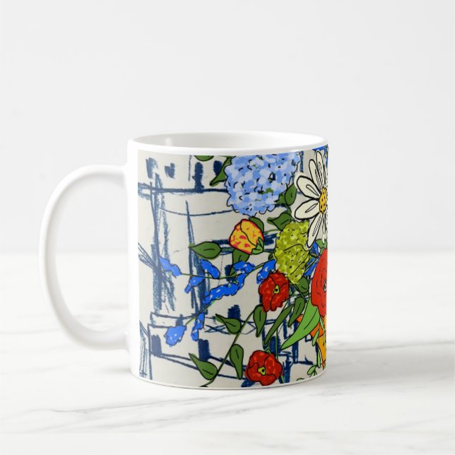 Artsy floral mug that will make you smile! (Left)