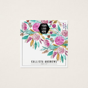 Artsy Floral Watercolor Logo Earring Display Card