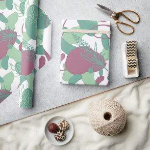 Artsy Flower Abstract Grape Purple Peach Pink Wrapping Paper