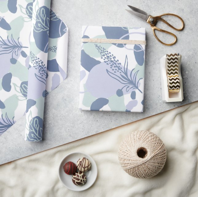 Artsy Flower Abstract | Lilac Periwinkle Sage Mint Wrapping Paper (Crafts)