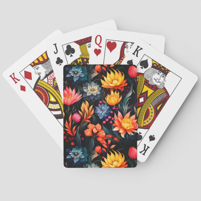 Artsy Flower Design Playing Cards (Back)