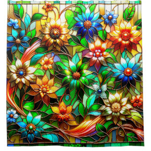 Artsy Flower Design Shower Curtain