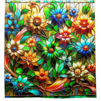 Artsy Flower Design Shower Curtain