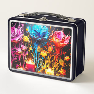 Artsy Flowers Metal Lunch Box
