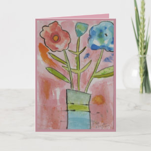 Artsy Flowers Pretty Pink Happy Birthday Card