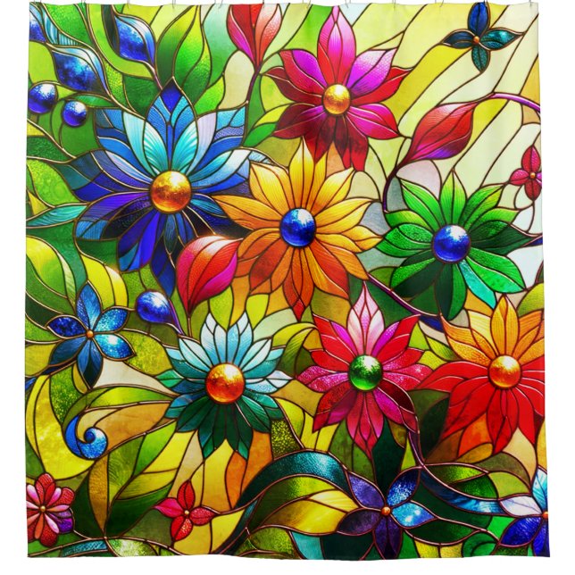 Artsy Flowers Shower Curtain (Front)