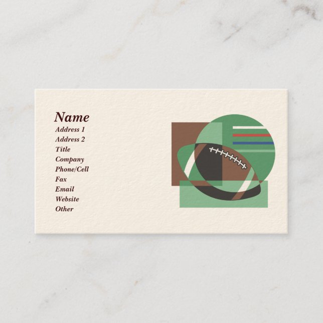 Artsy Football Business Cards (Front)