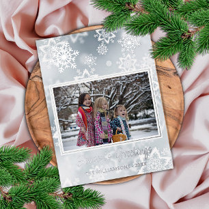 Artsy Frosty Winter Ice Crystals Silver Foil Holiday Postcard