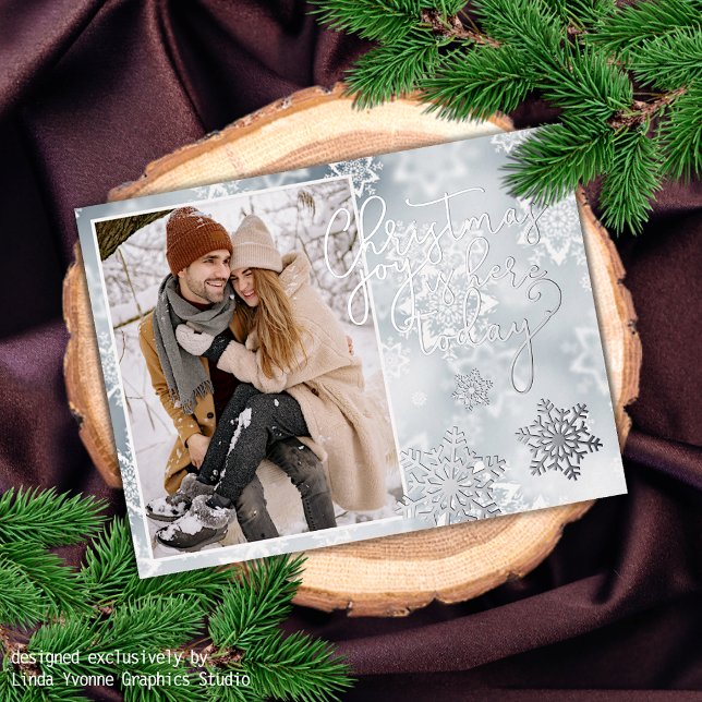 Artsy Frosty Winter Ice Crystals Silver Foil Holiday Postcard (Creator Uploaded)