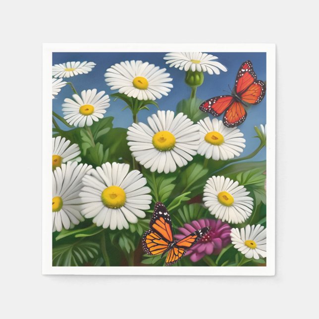 Artsy Fun Daisies And Butterflies Napkin (Front)
