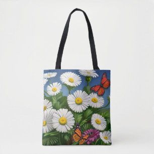 Artsy Fun Daisies And Butterflies Tote Bag