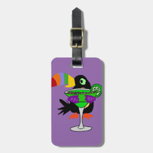 Artsy Funny Toucan Bird Drinking Margarita Luggage Tag