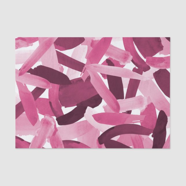 Artsy Girly Pink Burgundy Brushstroke Collage Tissue Paper (Front)