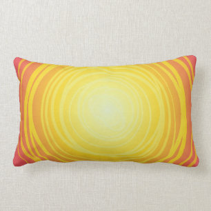 Artsy Gold Yellow Red Sun Print Lumbar Cushion