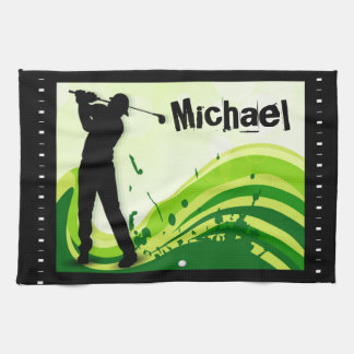 Artsy Golf Player Tea Towel
