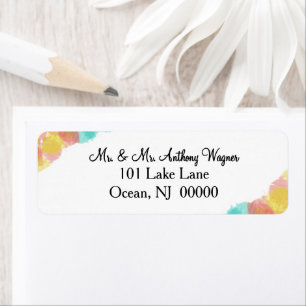 Artsy Gouache Watercolor Wedding  Return Address Label