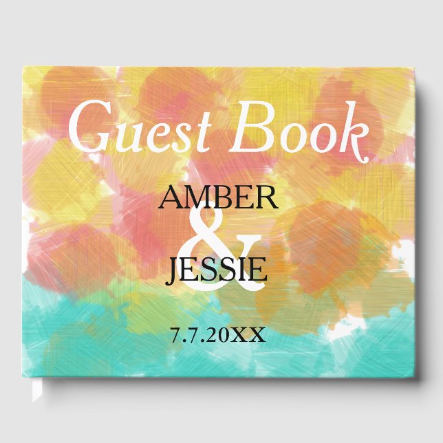 Artsy Gouache Wedding Monogram Guest Book (Front)