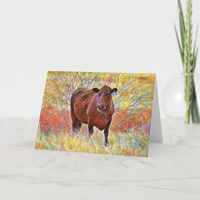 Artsy Hereford Cow Note Card (Front)