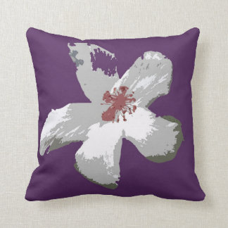 Artsy Hibiscus Flower Cotton Throw Pillow