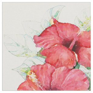 Artsy Hibiscus Flowers Tropical Floral Fabric