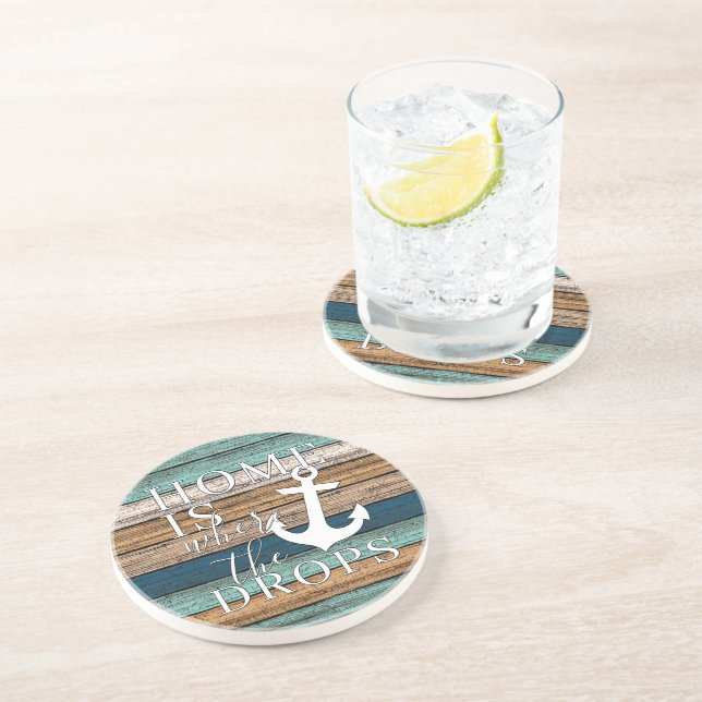Artsy Home is Where the Anchor Drops Word Art Coaster (Side)