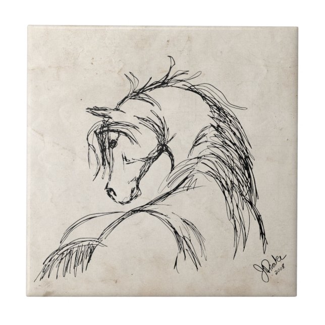 Artsy Horse Head Sketch Tile (Front)