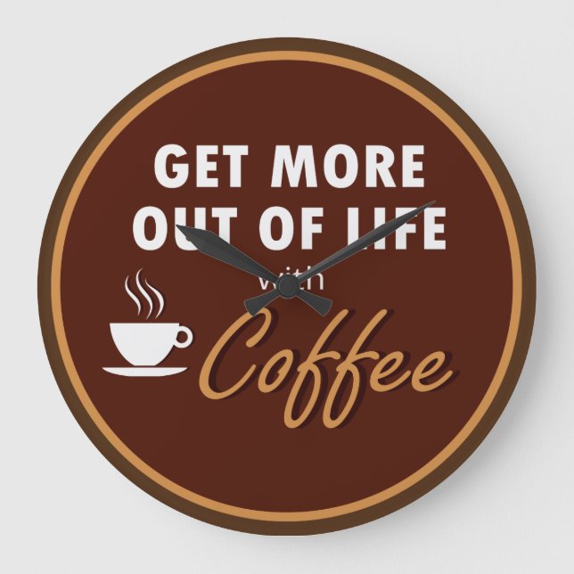 Artsy Kitchen Coffee Theme Large Clock (Front)