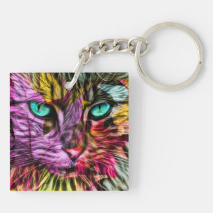 Artsy Kitty Cat Key Ring