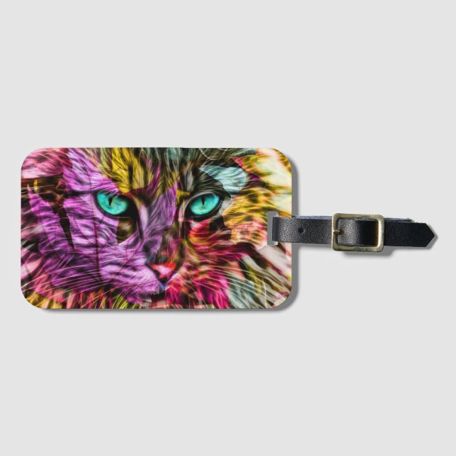 Artsy Kitty Cat  Luggage Tag (Front Horizontal)