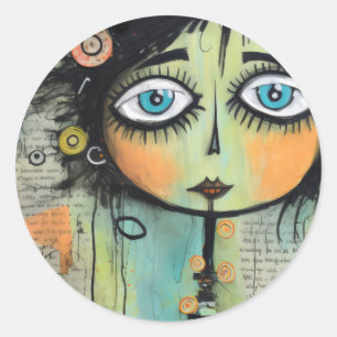 Artsy Ladies 8 Classic Round Sticker