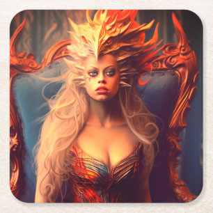 Artsy Lady Square Paper Coaster