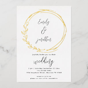 Artsy Laurel Leaf Frame Script Wedding Real
