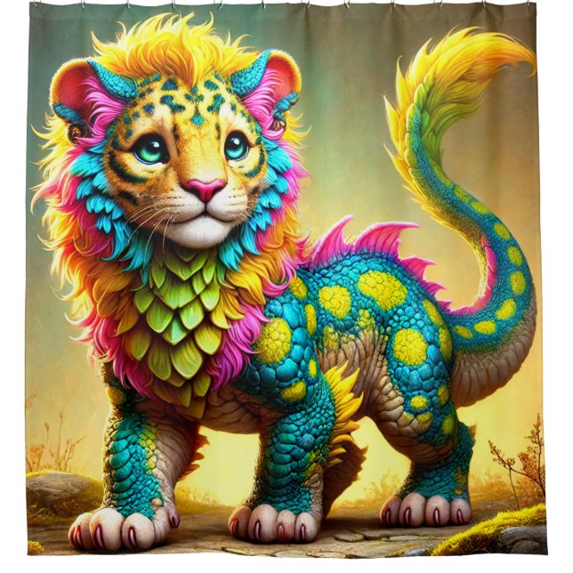 Artsy Lion Cub Creature Shower Curtain (Front)