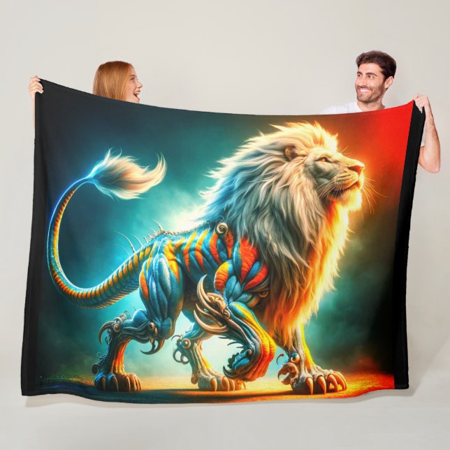 Artsy Lion Fleece Blanket (In Situ)
